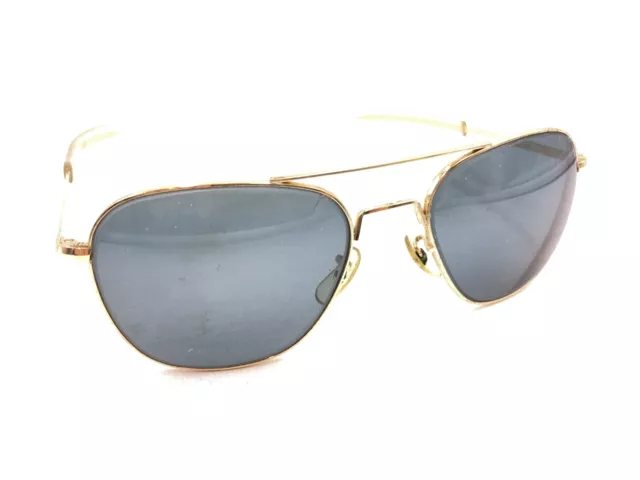 American Optical AO Pilot Vintage Gold Aviator Sunglasses Frames 57-20 140 USA