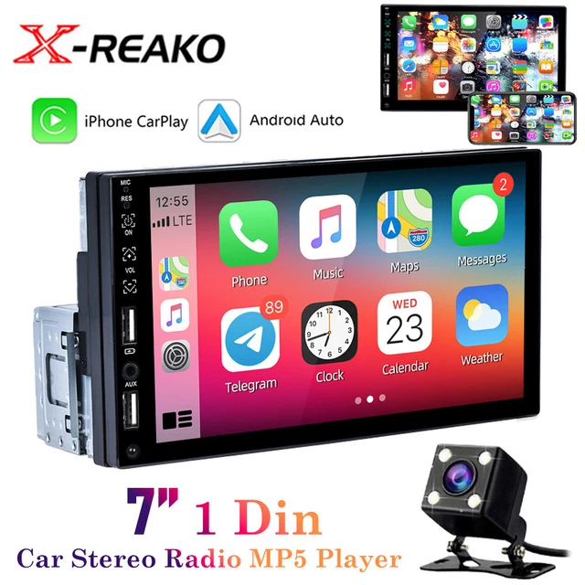 7" Single 1 Din Car Stereo Android/Apple Carplay Radio Touch Screen MP5 Player