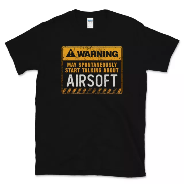 Avvertenza Può Iniziare Spontaneamente A Parlare Di Airsoft Divertente T-Shirt
