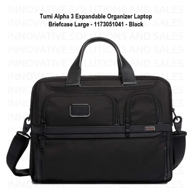 TUMI Alpha 3 Expandable Organizer Laptop Briefcase Large - 117305-1041 - Black