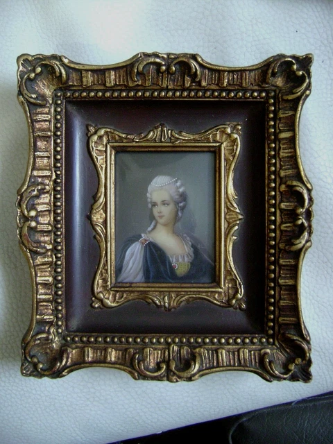 Portrait Miniature Ancien Signé - Élégante Dame - Occasion (art Ancien)
