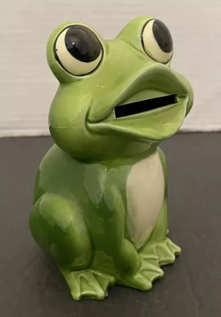VTG Norcrest Made In Japan Hand Decorated Ceramic Smiling Frog Piggy Bank