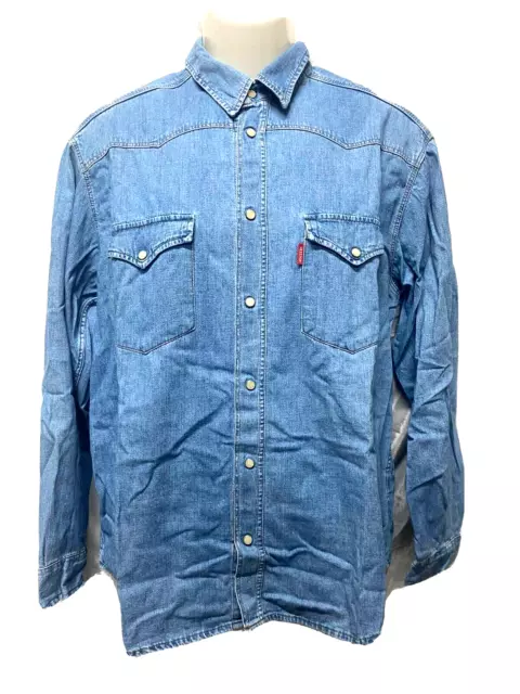 ⭐SKELTON⭐Camicia Jeans Blu Manica Lunga Man Shirt Herren Hemd Homme Taglia M