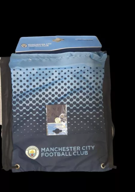 Manchester City Fc Drawstring  Gym Bag Club Crest Enamel Finish Lapel Pin Badge