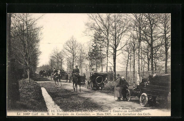 CPA Bagnoles-de-L´Orne, Chasse à Courre en Andaines, Le 1000e Cerf de M. le Mar