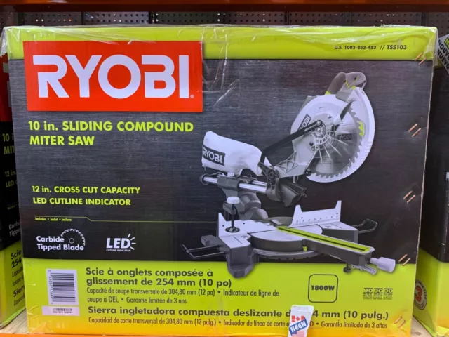 RYOBI CANADA 15 Amp 10-Inch corded Sliding Compound Mitre Saw CORDED 120 V