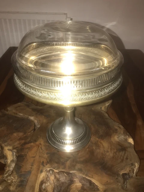 ancienne bonbonnière porte gâteau cristal métal argenté Ou Argent ???