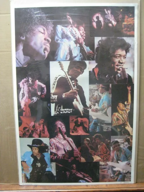 Vintage Collage Poster Jimi Hendrix Guitar Rock n' Roll 1976  Inv#G5048