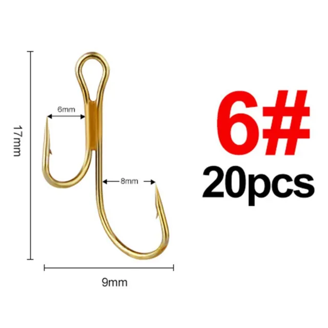 BARBED FISHING HOOKS Crank Double Hook Gold High Carbon Steel Lure