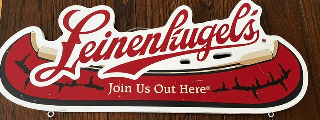 Rare Leinenkugel's Beer Wooden Canoe Join Us Out Here Sign. Solid Wood. 24 inch