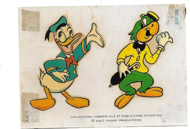 ANCIENNE  DECALCOMANIE José Carioca le perroquet + Donald  1966 DISNEY collector