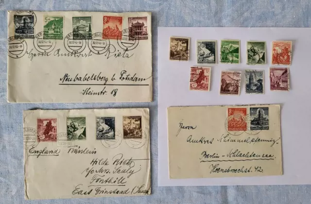 Deutsches Reich Mi.Nr.675-683 gestempelt Briefe und Briefmarken 1938-1940