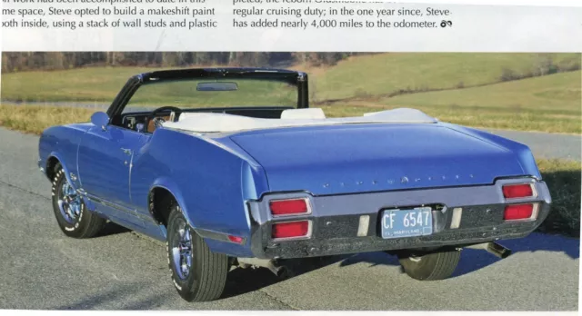 1971 OLDSMOBILE CUTLASS CONVERTIBLE RESTORATION 6 pg Color Article