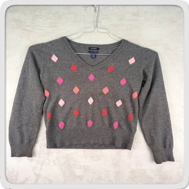 Maglione grigio Tommy Hilfiger ragazza taglia M misto lana diamanti
