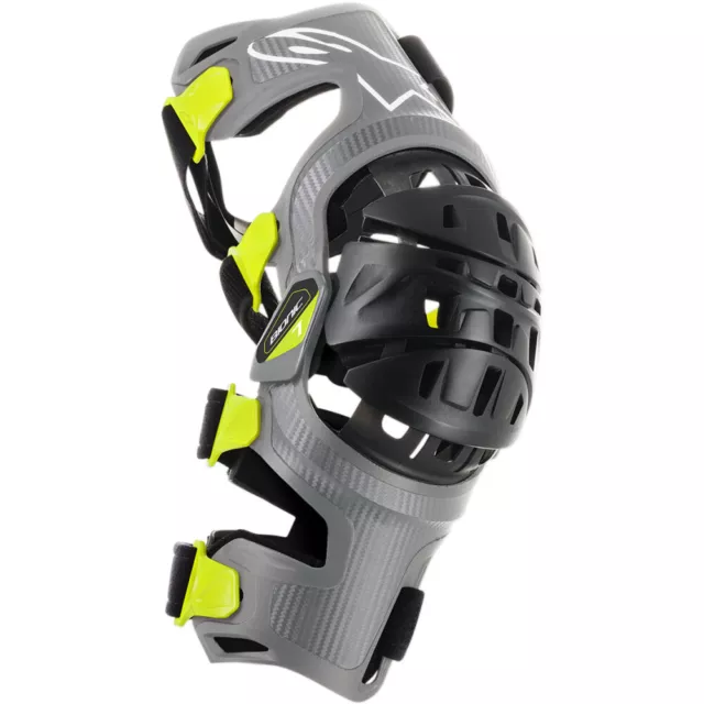 Alpinestars MX Motocross Bionic-7 Knee Brace Set (Silver/Yellow Fluo) M (Medium)