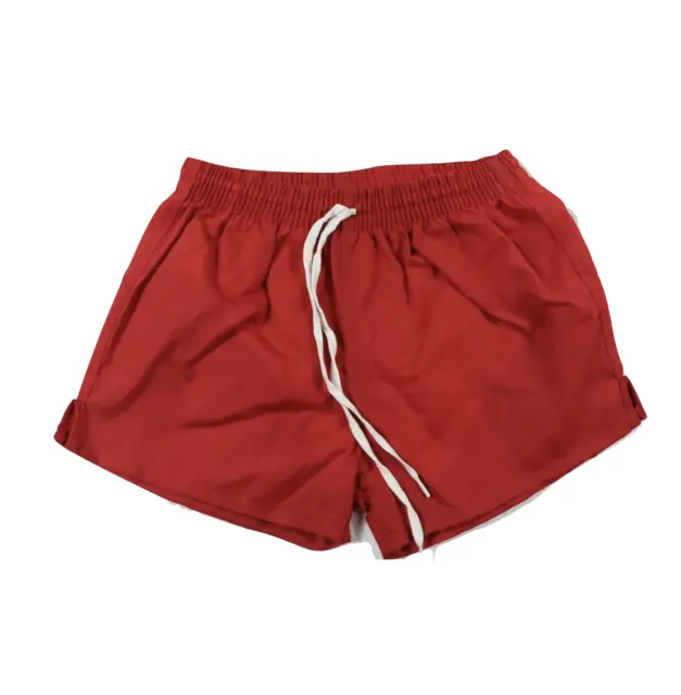 NOS Vintage 90s Youth Medium Blank Lined Nylon Running Jogging Soccer Shorts Red