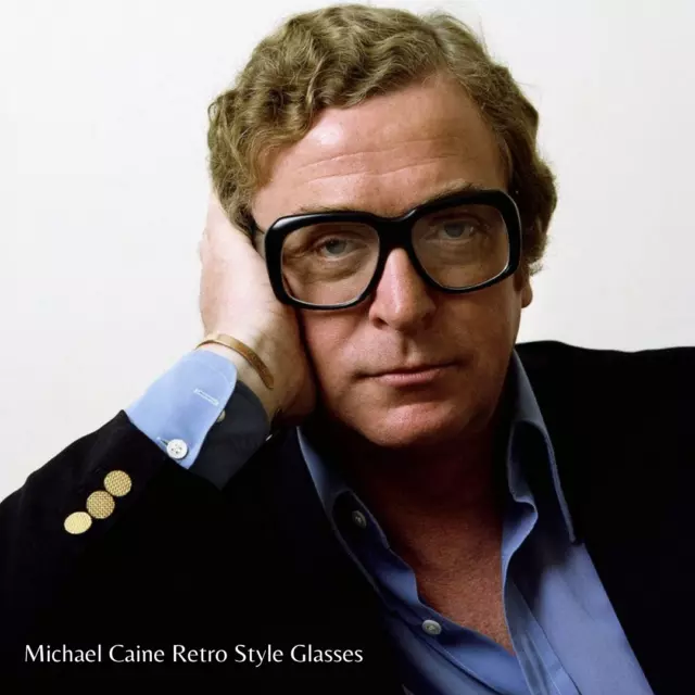 Handmade Men Eyeglass Solid Acetate Thick Square Frame Michael Caine Retro Style