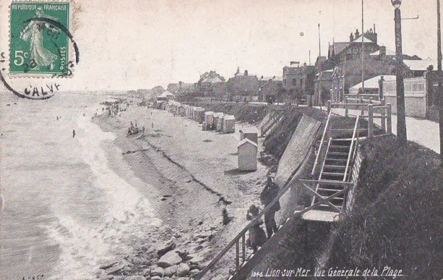 CPA 14 NORMANDIE Calvados env. Caen LION-SUR-MER  Vue générale de la Plage 1910