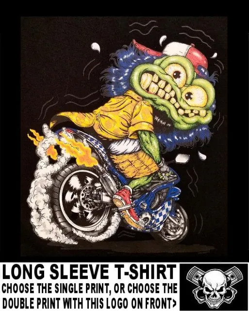 Cool Monster Biker Riding Sport Bike Motorcycle Flames Cartoon T-shirt WS104