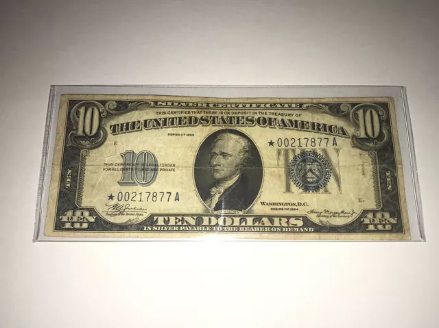 1934A Silver Certificate Blue Seal Ten Dollar Star Note 4