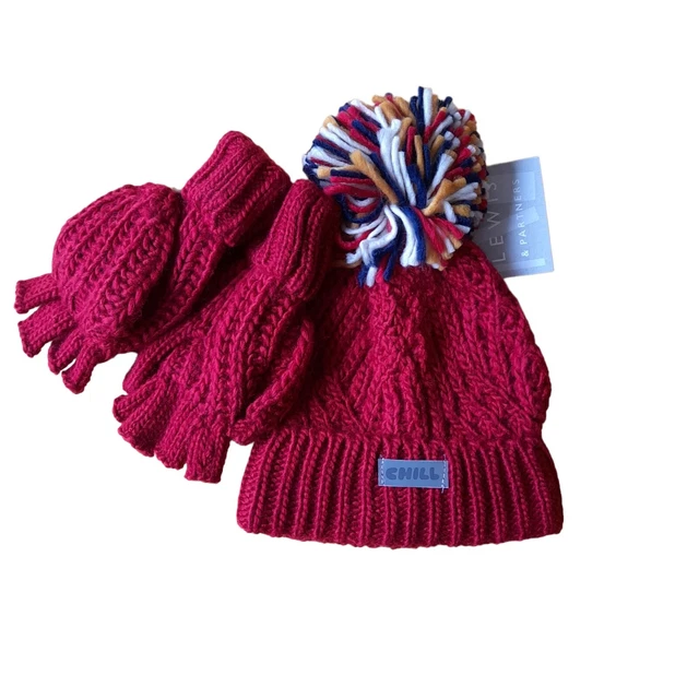 Set cappello e guanti JOHN LEWIS ragazze 3-5 anni guanti senza dita bobble prezzo di zecca £12,00