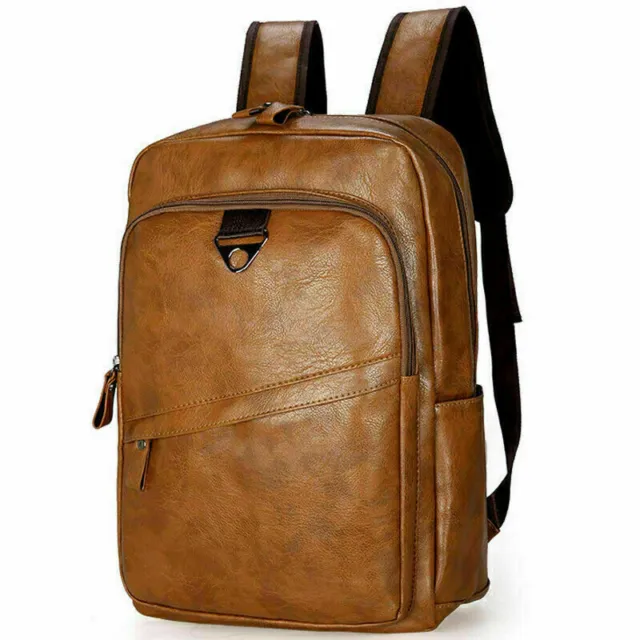 Herren Damen Vintage Leder Rucksack Backpack Schulrucksack Reise Tasche Lap E0W0