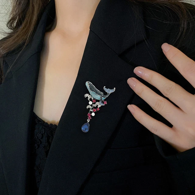BADGE PIN GEOMETRIC Fixed Clothes Faux Enamel Whale Brooch Fine