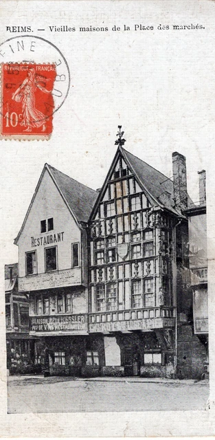 *865 cpa 51 Reims - vieilles maisons de la place des marchés