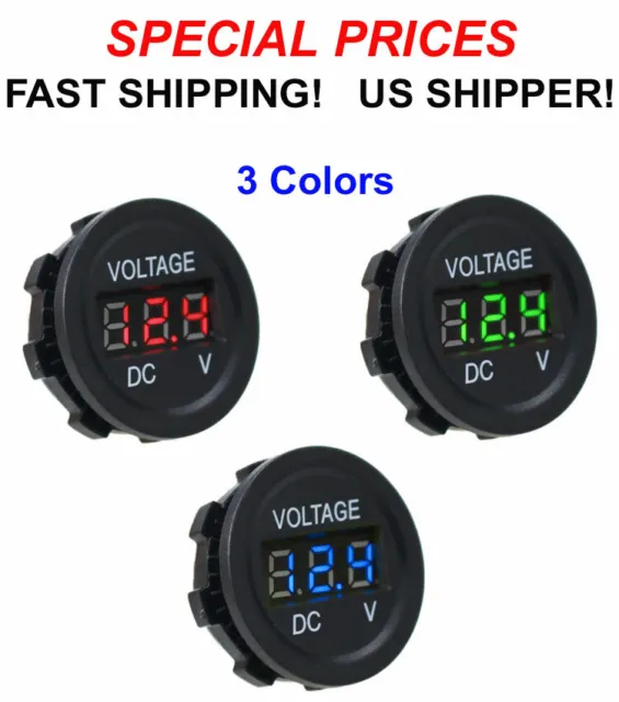 LED Digital Display Voltmeter Car Motorcycle Voltage Volt Gauge Panel Meter 12V