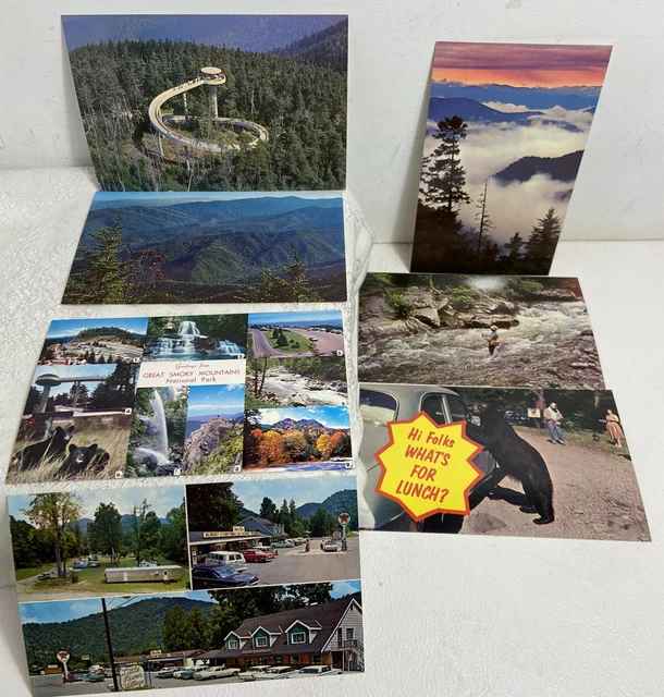 VTG 1960S POSTCARD LOT TN Smoky Mountain Clingman Dome old cars Texaco