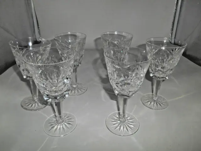 Lovely Set of 6 Waterford Crystal Ashling pattern 4 oz. White Wine Stems