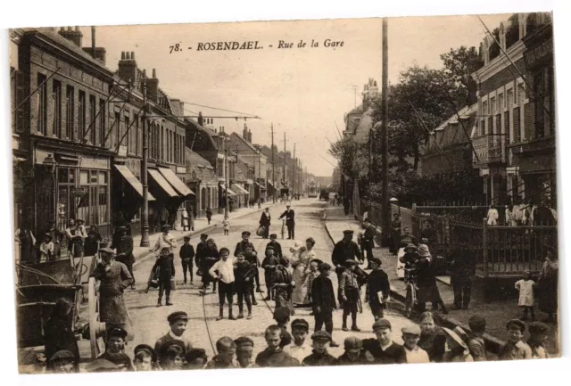 CPA ROSENDAEL - Rue de la gare (193356)