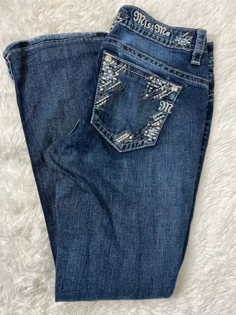 Miss Me Relaxed Fit Boot Cut Denim Dark Wash Blue Faded Jeans Women’s Size 28