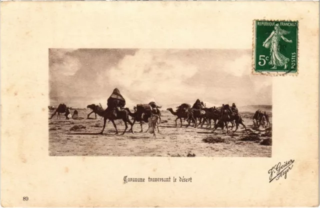 CPA AK 89 Caravane traversant le désert. ed. Geiser ALGERIA (69611)