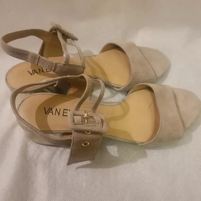 Vaneli Women's Vera Truffle Suede Sandals with Gold Heel 3