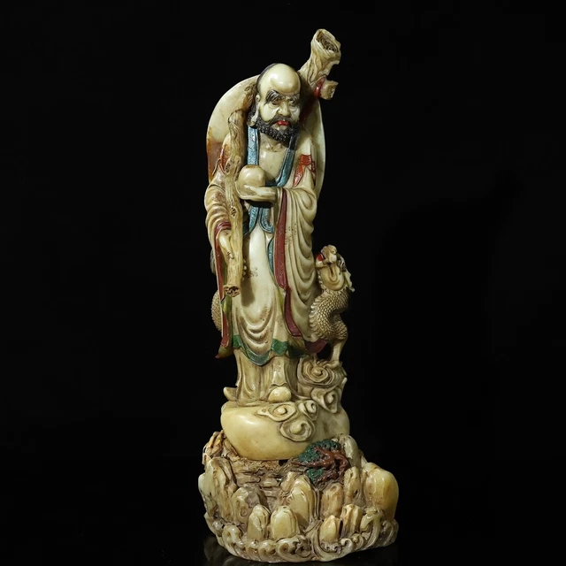 Chinese Exquisite Handmade Lohan carving Shoushan Stone Statue