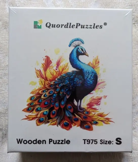 Quordle Puzzles PEACOCK #960 Small Laser Cut Wooden Puzzle 60-110 Pieces NEW
