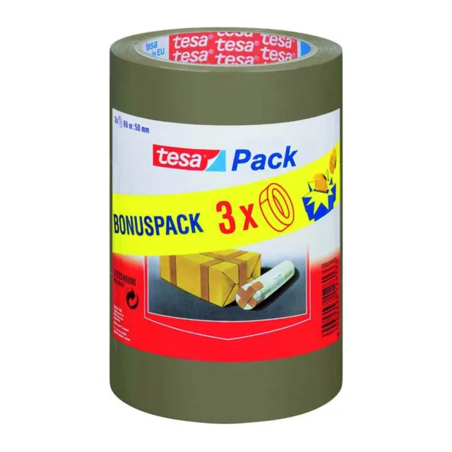 Tesa PACK Lot de 3 Rubans d'Emballage – Ruban Adhésif d'Emballage en Polyprop...