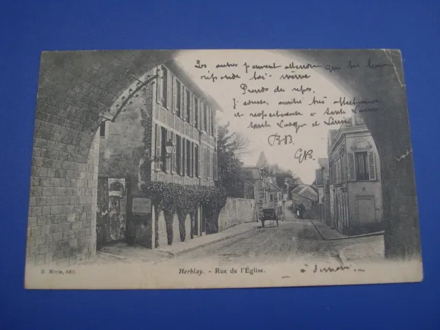 95 HERBLAY - vue de la rue de l'église.1908
