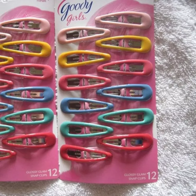 12 Goody Girls Colorful Glossy Glam Color Epoxy Covered Metal Hair Snap Clips