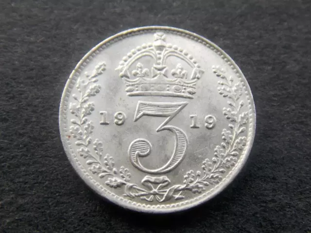 1919 Solid Sterling Silver World War One Period vintage Threepence George C101 D