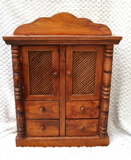 Ancienne Armoire De Poupée En Bois - Jouet Vintage - Années 1900
