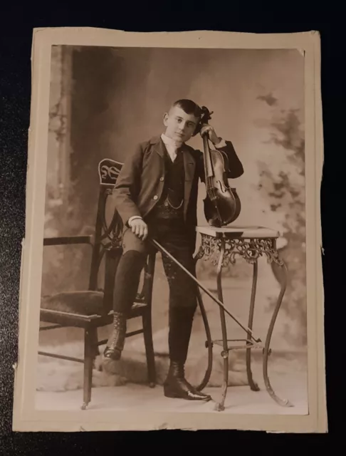 Groß Foto Portrait Junge als Musiker - Musikinstrument Geige Mode