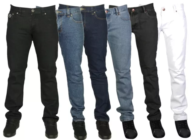 Pantalones de mezclilla para hombre de marca ajustados ajustados azul negro blanco talla 28-40 £9.99