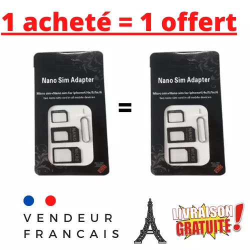 Kit 4 en 1 adaptateur carte sim  micro nano sim universel téléphone