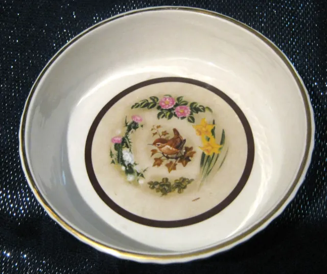 Gorgeous Crown Devon small Flan dish with Bird and flowers pattern approx 5 3/4