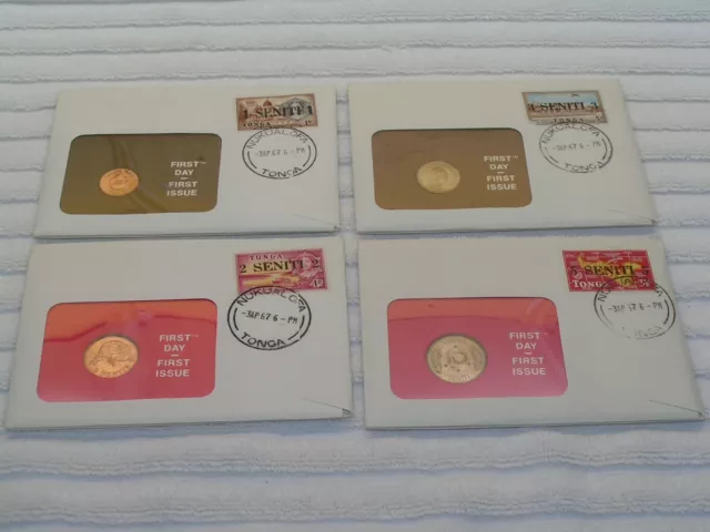 1967 Tonga Mixed Lot of First day Issue Coin & Stamps with Data Card