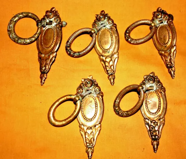 9 Poignées De Meubles En Bronze Doré