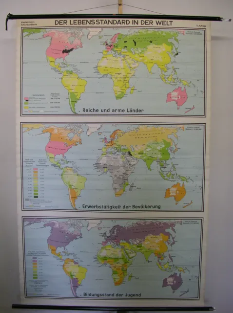 Tarjeta de Pared de la Escuela Hermosa Antiguo Mapa Del Mundo Earth Monde Live