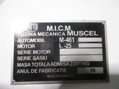TARGHETTA Scudo Oldtimer ARO micm Muscel m-461 s56 s57 